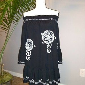 Boho Dress "back from Bali"  Black and white Med